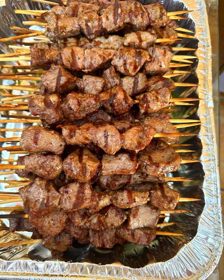Skewers fresh off the grill