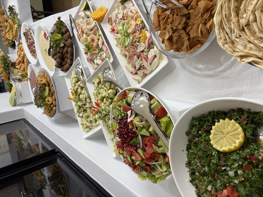 Large mezze and salad spread